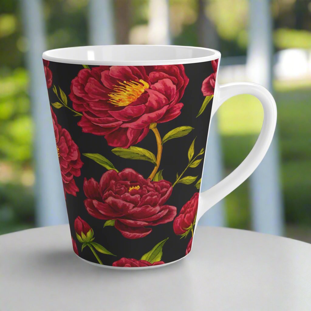 Peony Flower Basket Latte Mug