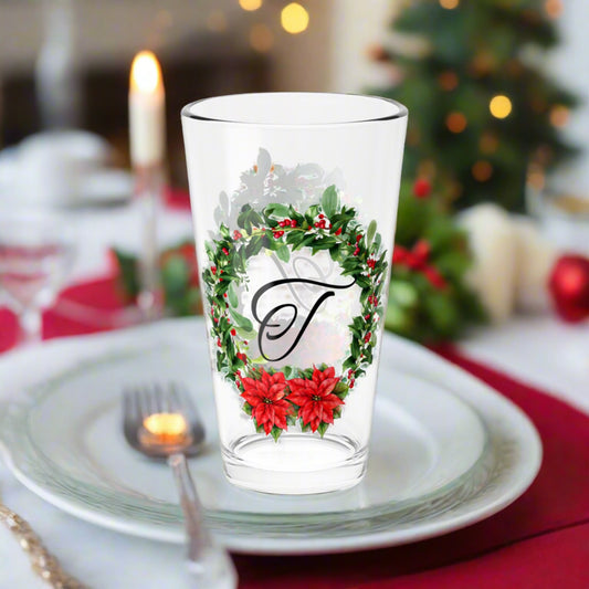 Christmas Wreath Glass "T"