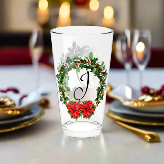 Christmas Wreath Glass "J"