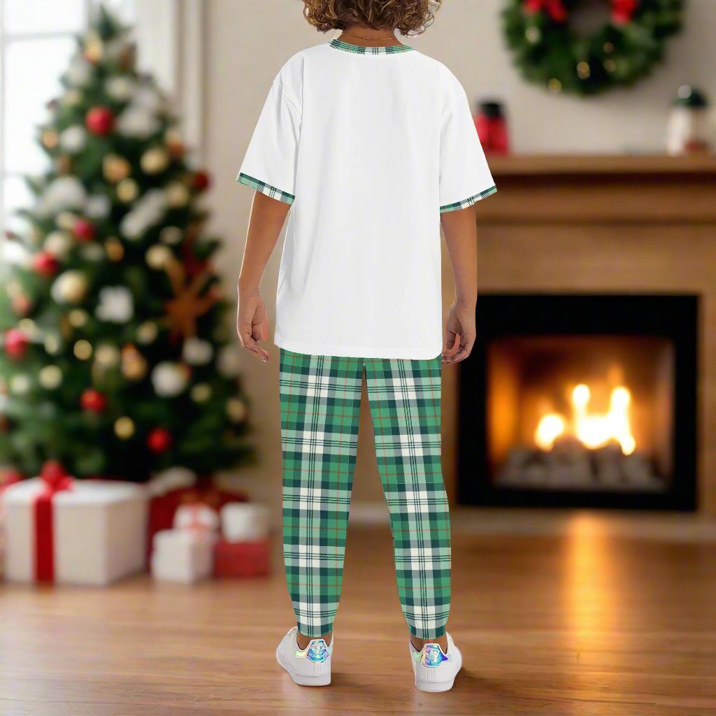 Children's Christmas Sleepwear Short Sleeve Shirt and Long Pants Set