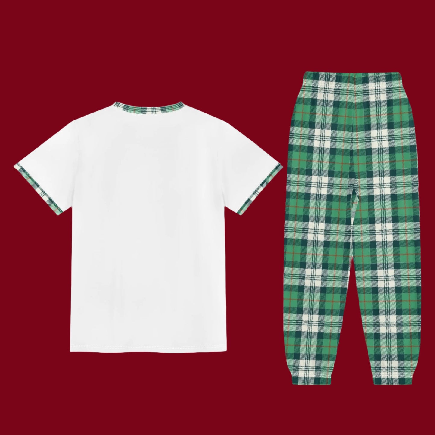 Children's Christmas Sleepwear Short Sleeve Shirt and Long Pants Set