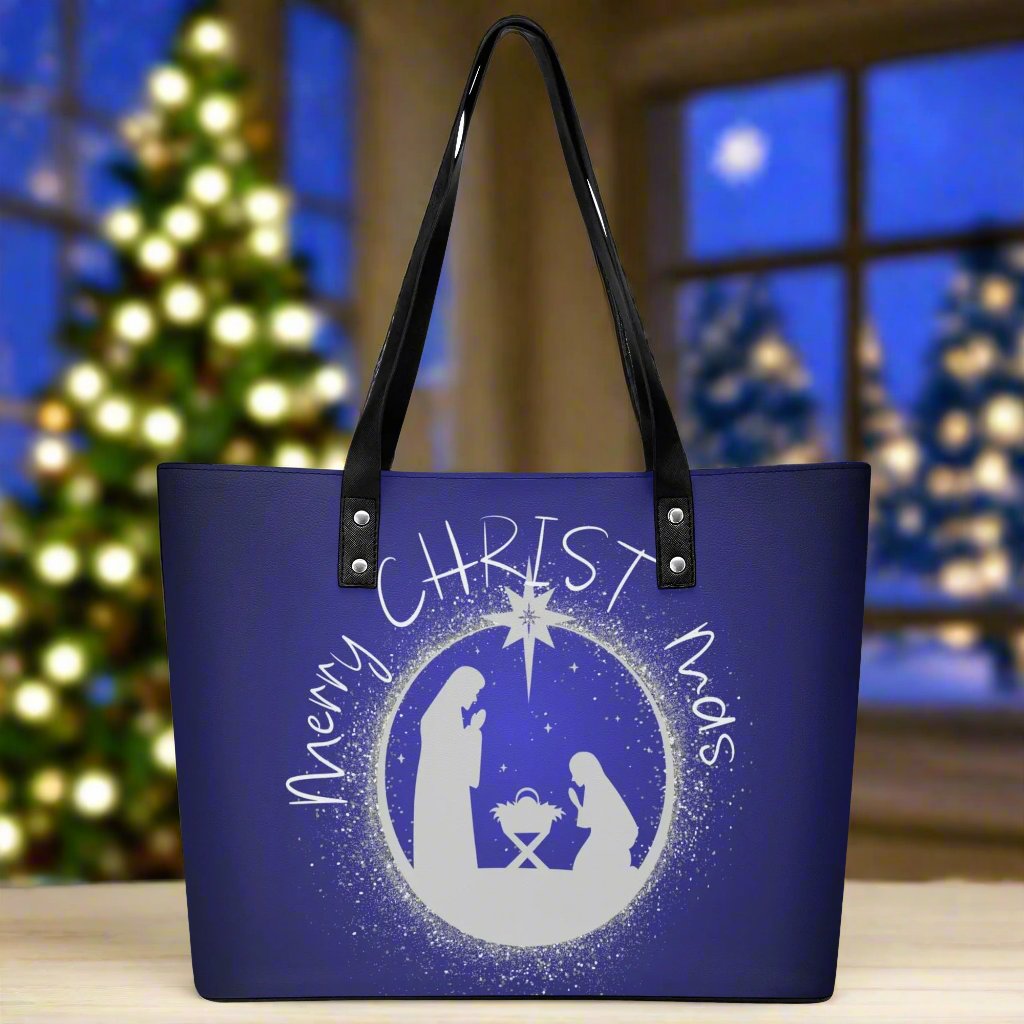 Womens CHRISTmas Leather Tote Bag