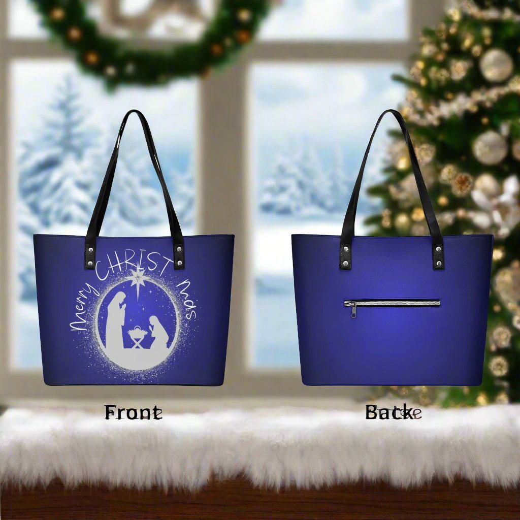 Womens CHRISTmas Leather Tote Bag