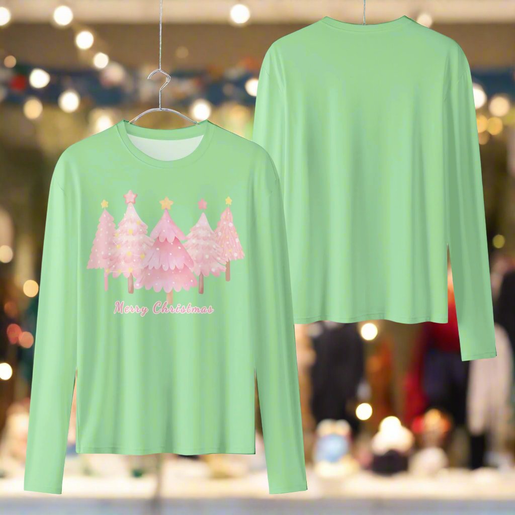 Pink Christmas Womens Long Sleeve T-Shirt