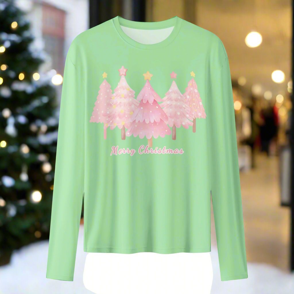 Pink Christmas Womens Long Sleeve T-Shirt