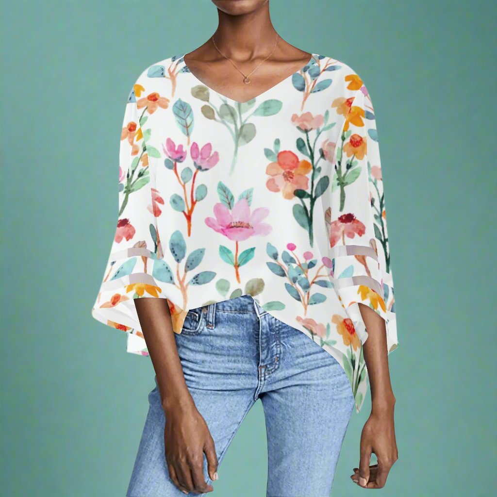 Chiffon Floral Basket Womens Blouse