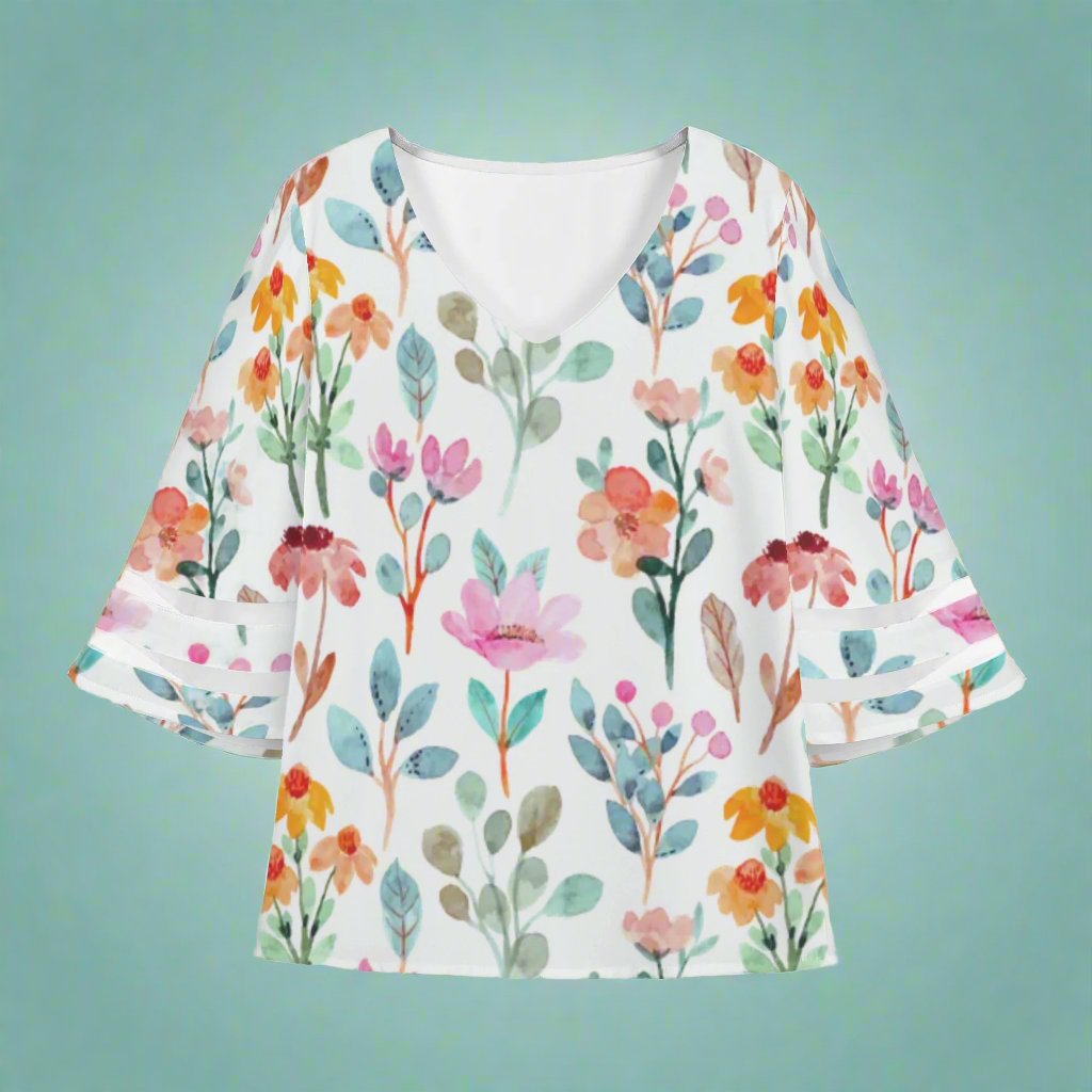 Chiffon Floral Basket Womens Blouse