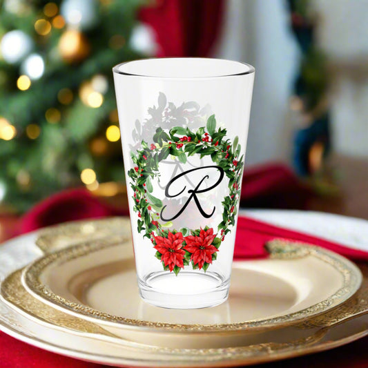 Christmas Wreath Glass "R"