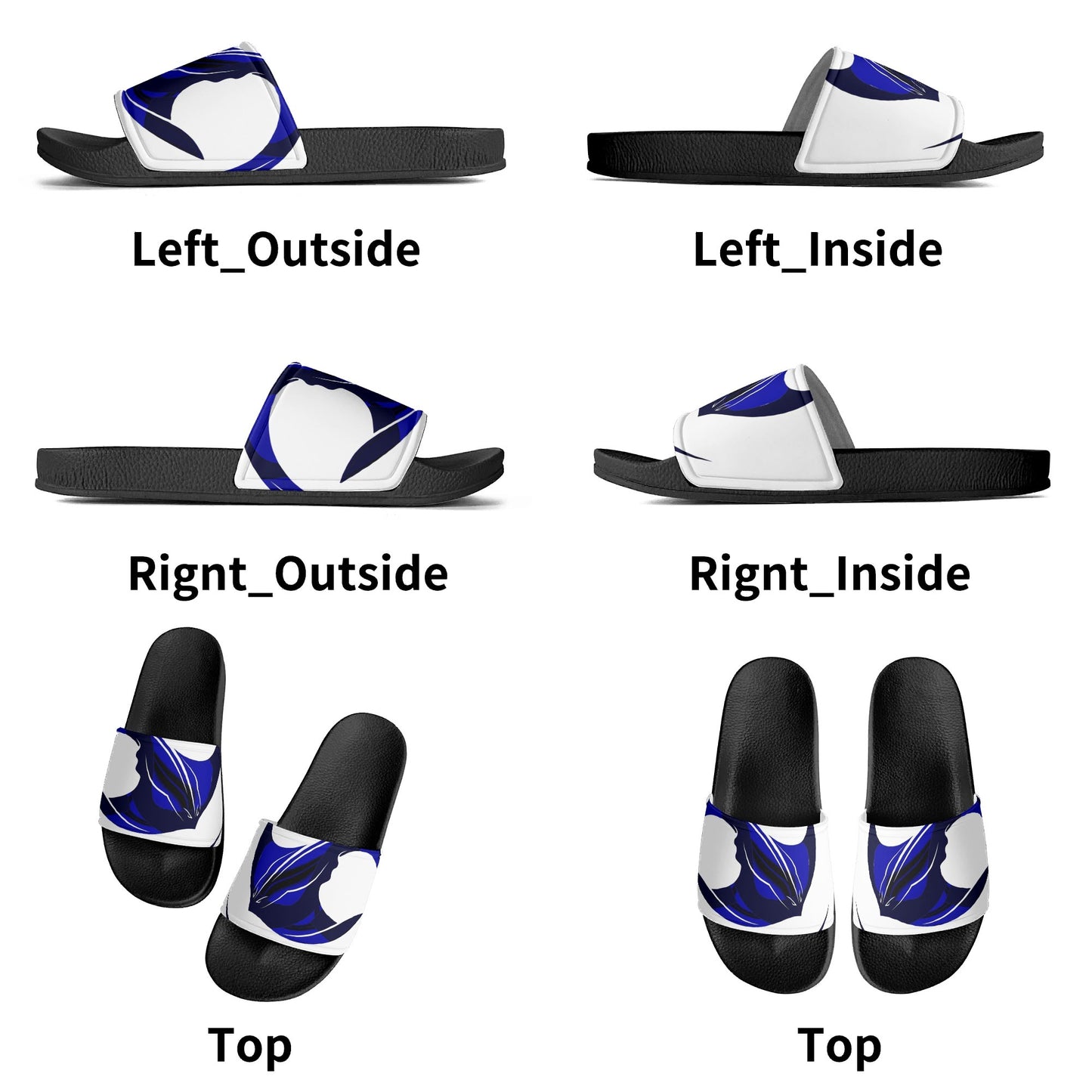Mens Black and White House Slides/Sandals - Bathroom Slippers