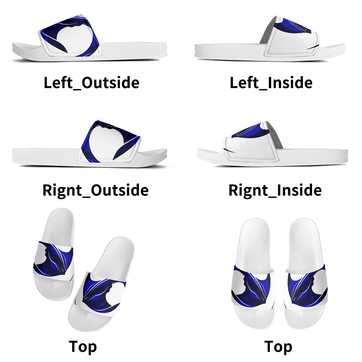 Mens Black and White House Slides/Sandals - Bathroom Slippers