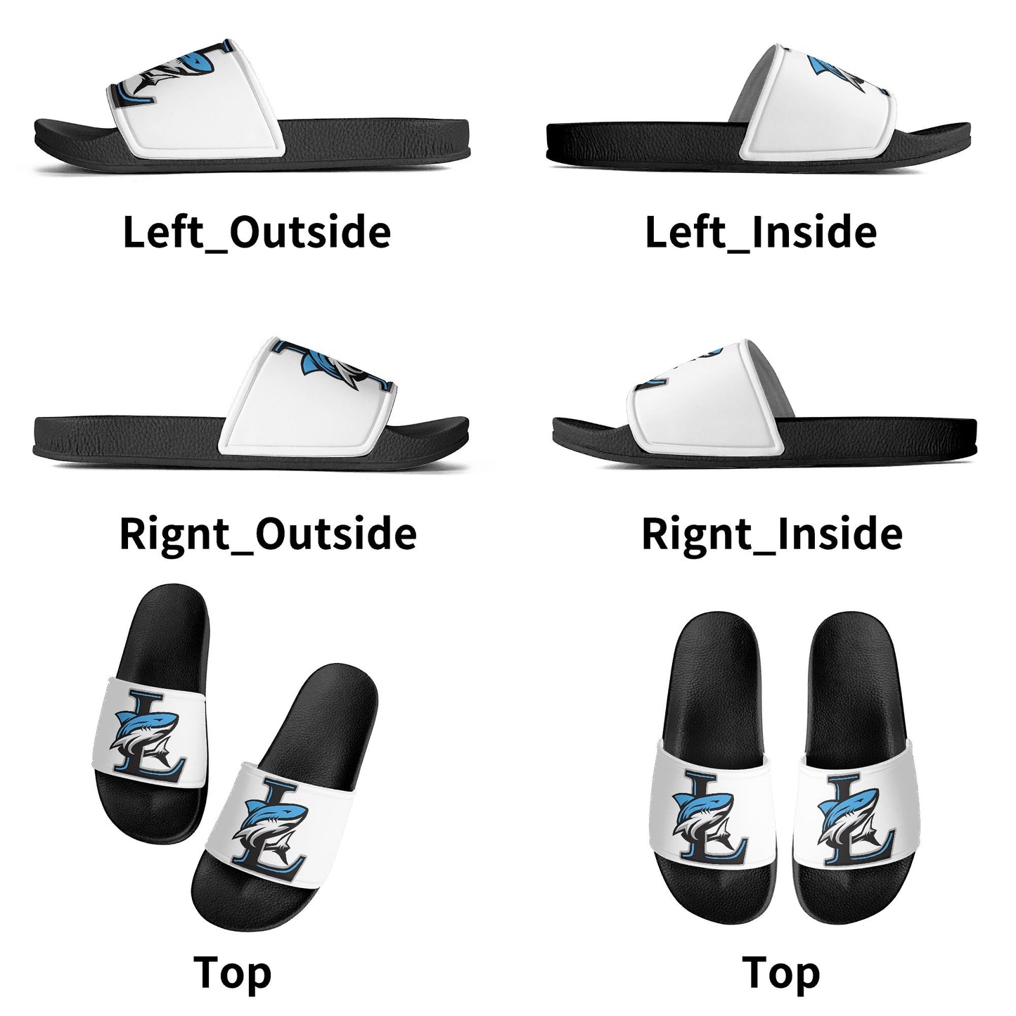 LCC Mens PVC Black and White House Slides/Sandals/Bathroom Slippers