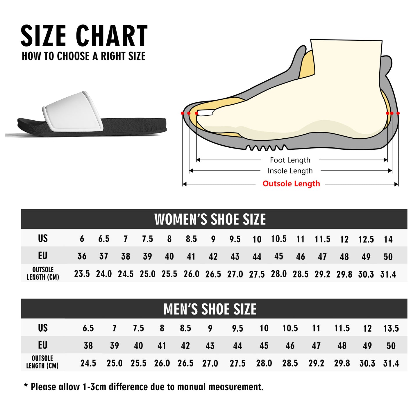 Mens Black and White House Slides/Sandals - Bathroom Slippers