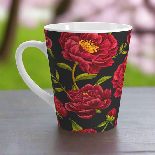 Peony Flower Basket Latte Mug