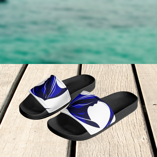 Mens Black and White House Slides/Sandals - Bathroom Slippers